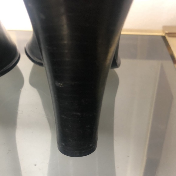 Prada grey pointed toe leather chunky heel pump size 7.5 - Picture 6 of 9